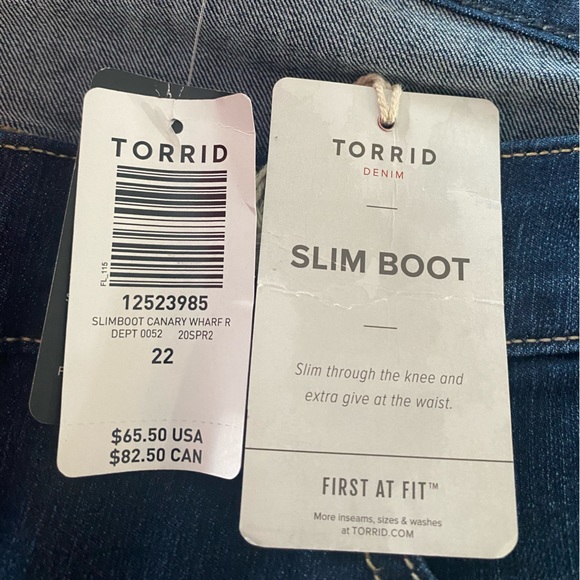 BNWT Size 22 Torrid Slim Boot Jeans - Picture 4 of 4